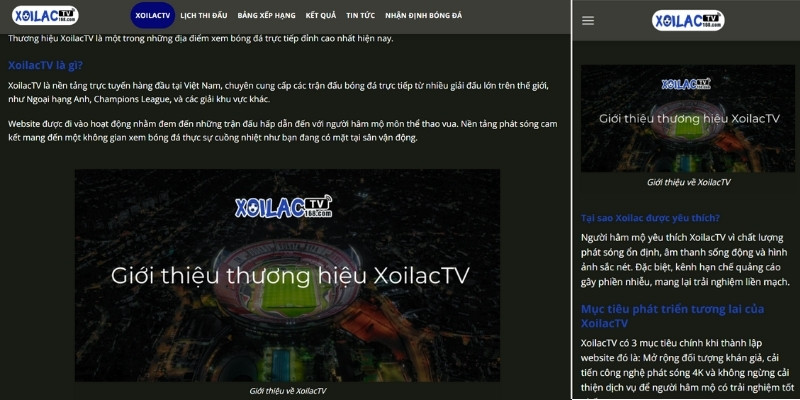 XoilacTV có giao diện thân thiện kể cả máy tính lẫn điện thoại